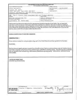 3004y Rc; Ao Food and Drug Administration Fda  Form