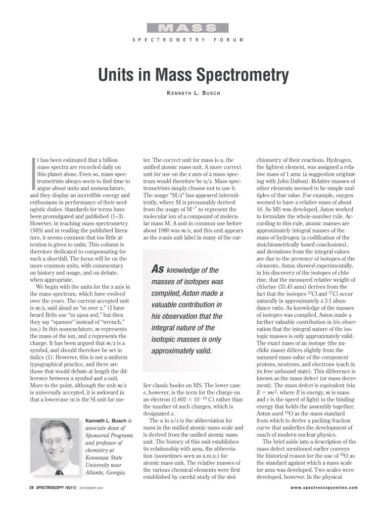 Units in Mass Spectrometry  Form