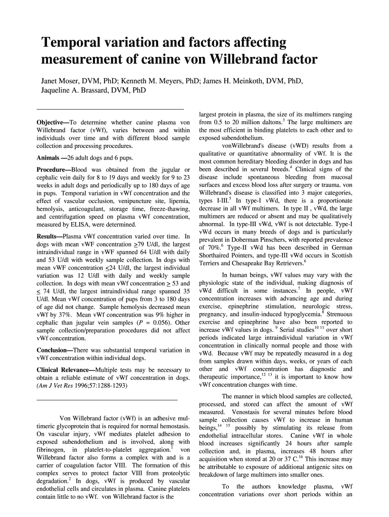 Temporal Variation and Factors Affecting Measurement of VetGen  Form