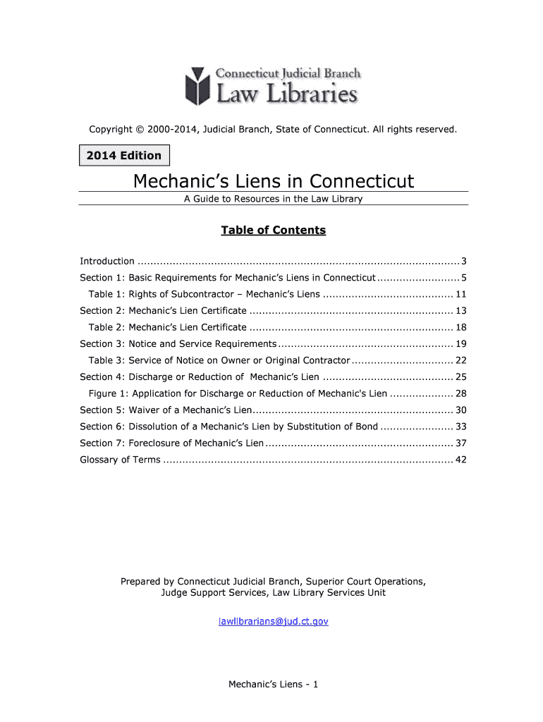 Mechanic&#039;s Liens in Connecticut Connecticut Judicial Branch  Form