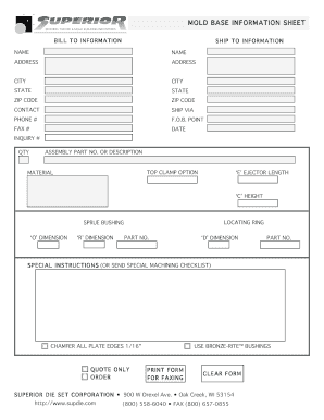 MOLD BASE PRODUCT FEATURES  Form