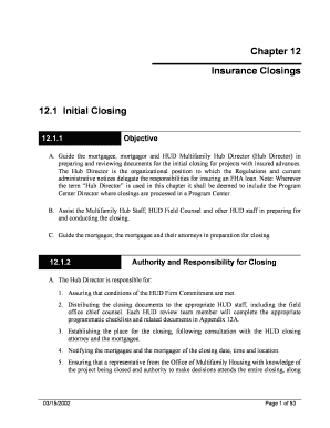 Chapter 12 Insurance Closings 12 1 Initial Closing HUD  Form