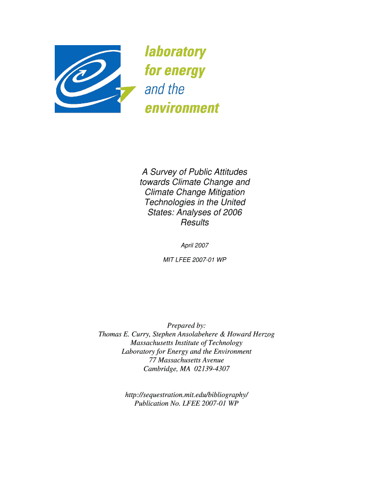 A Survey of Public Attitudes Towards Climate Change and  Form