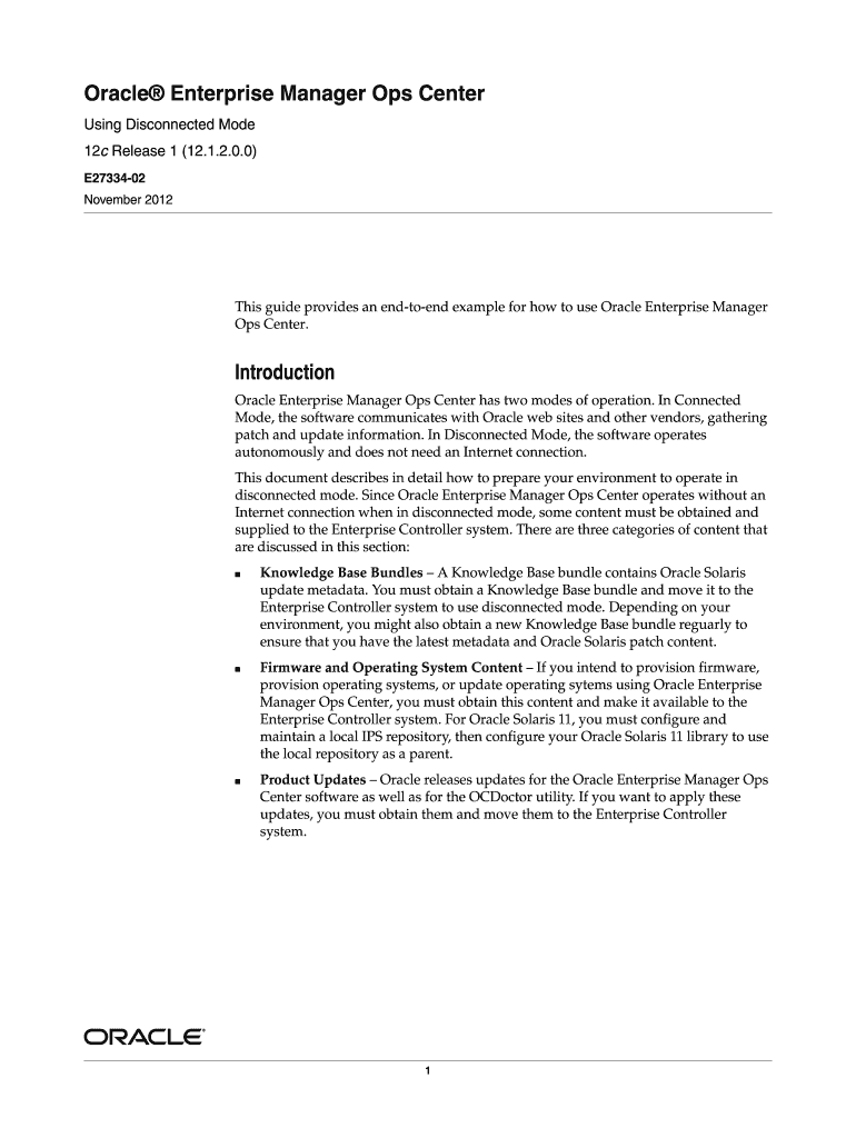 Oracle Enterprise Manager Ops Center Introduction  Form