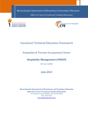 Hospitality &amp; Tourism Occupational Cluster  Form