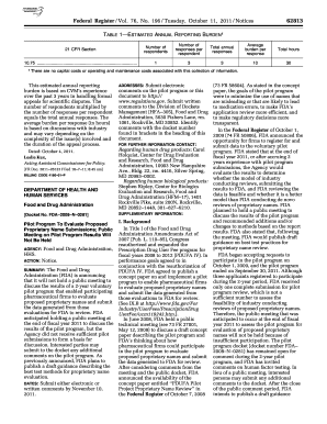 196 Tuesday, October 11, Notices 62813 TABLE 1 ESTIMATED ANNUAL REPORTING BURDEN1 21 CFR Section Number of Respondents Number of  Form