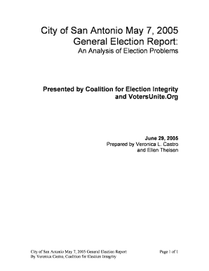 City of San Antonio May 7, General Election Report Votersunite  Form