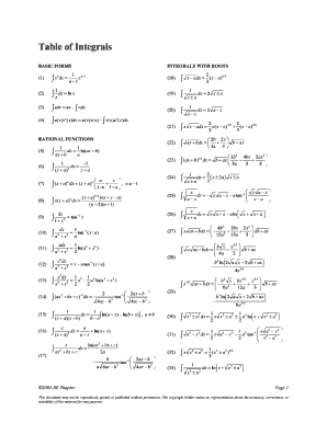 Integral Table PDF  Form