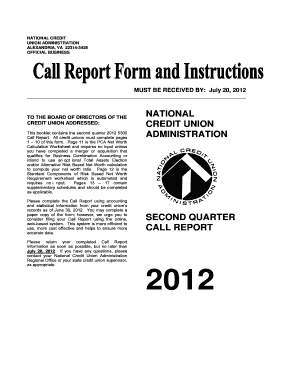 Call Report Form June NCUA Ncua