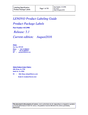 Labeling Specification  Form