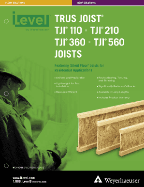 Specifier&#039;s Guide for TJI 110, 210, 230, 360, and 560 Joists  Form