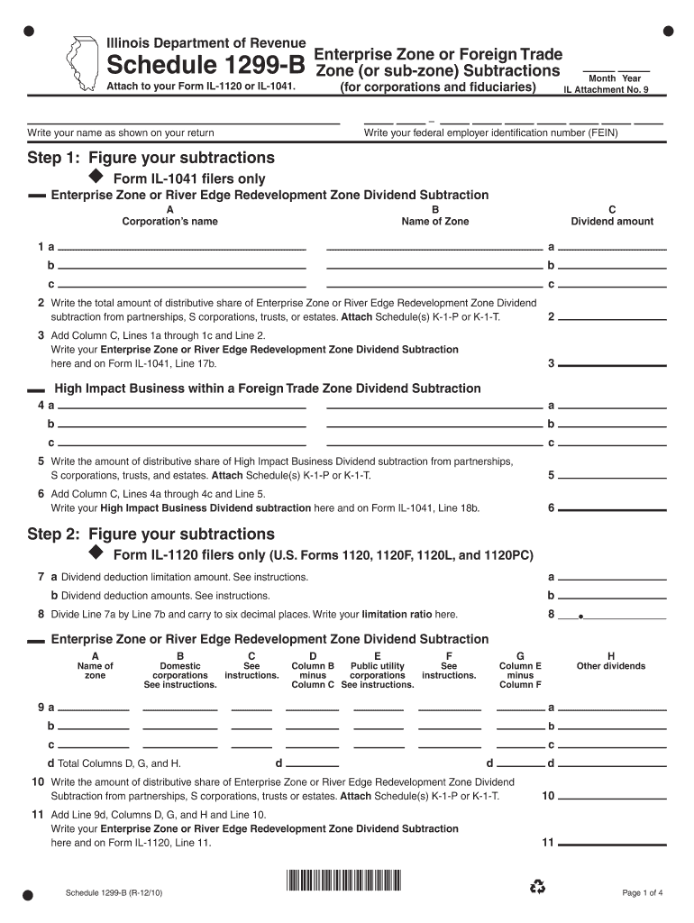 Schedule 1299 B Illinois Department of Revenue  Form