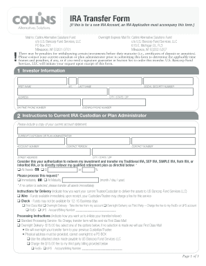 IRA TransferRollover Form Tortoise Capital Advisors