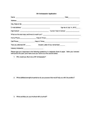 The Role of a Business Horizons Ambassador  Form