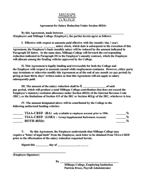 TIAA CREF Salary Reduction Form Millsaps College Millsaps