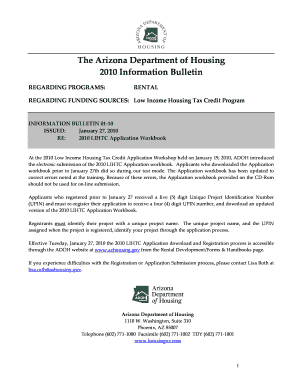 The Arizona Department of Housing Information Bulletin Azhousing