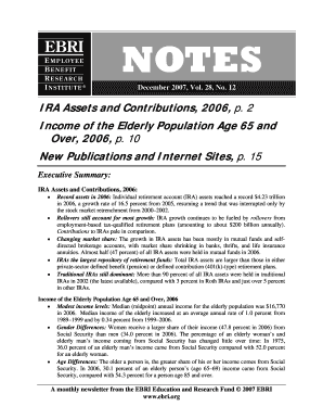 IRA Assets and Contributions, , P 2 Income of the Elderly Ebri  Form