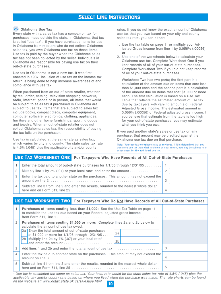 511 Packet Single Oklahoma Tax Commission State of Tax Ok  Form