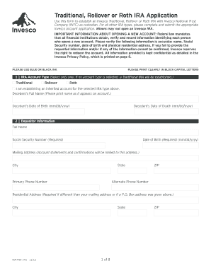 Traditional Rollover or Roth IRA Application PDF  Form