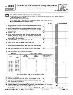 Form 8880 Fill in Version Credit for Qualified Retirement Savings Contributions