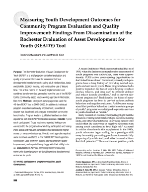 Measuring Youth Development Outcomes for  Form