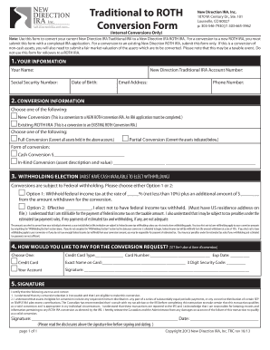 Traditional to Roth Conversion Form New Direction IRA Inc