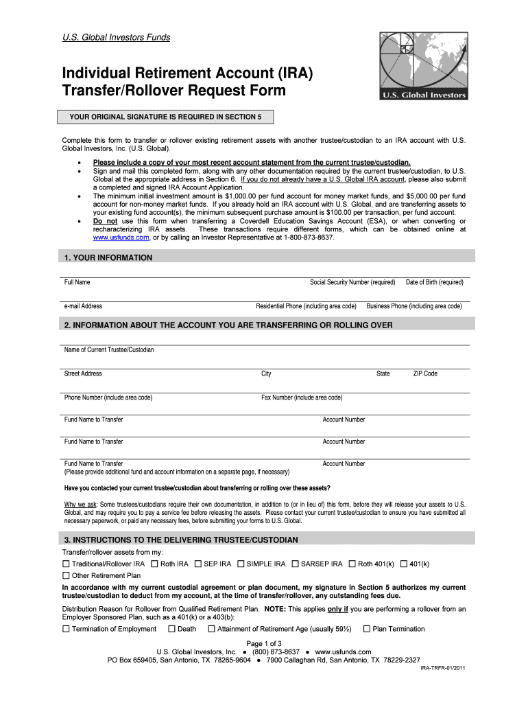 IRA Transfer Form US Global Investors