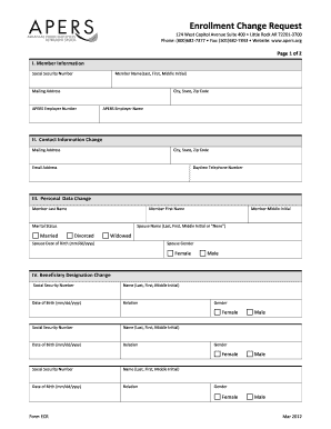 Enrollment Change Request Form Arkansas Public Employees Apers