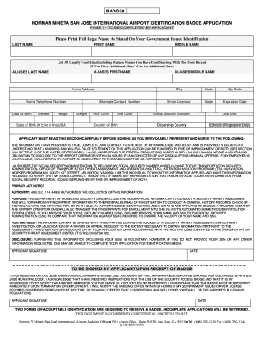 San Jose Airport Application Form