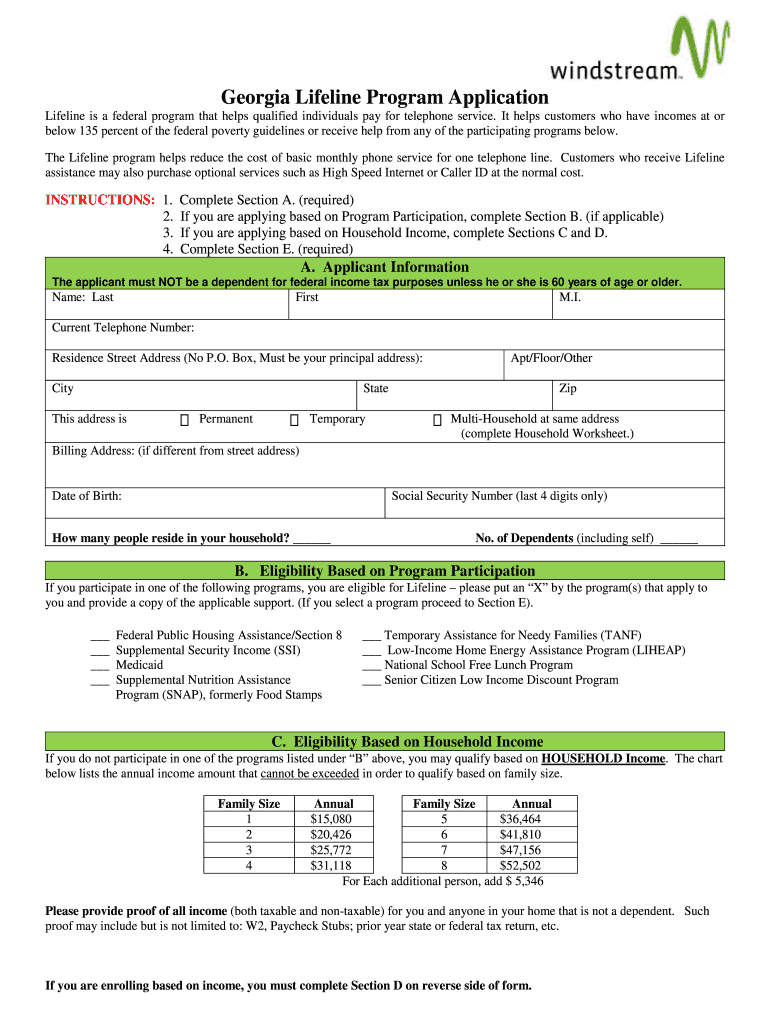 Windstream Lifeline  Form