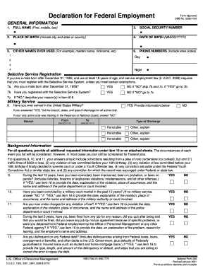 Declaration of Federal Employment  Form