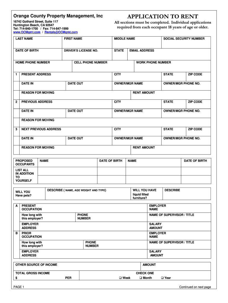 California Real Estate Rental Application Form 410