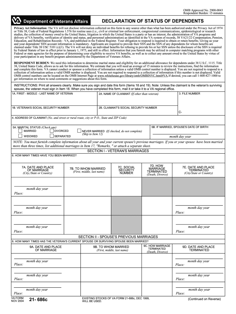 Va Form 21 686c Printable