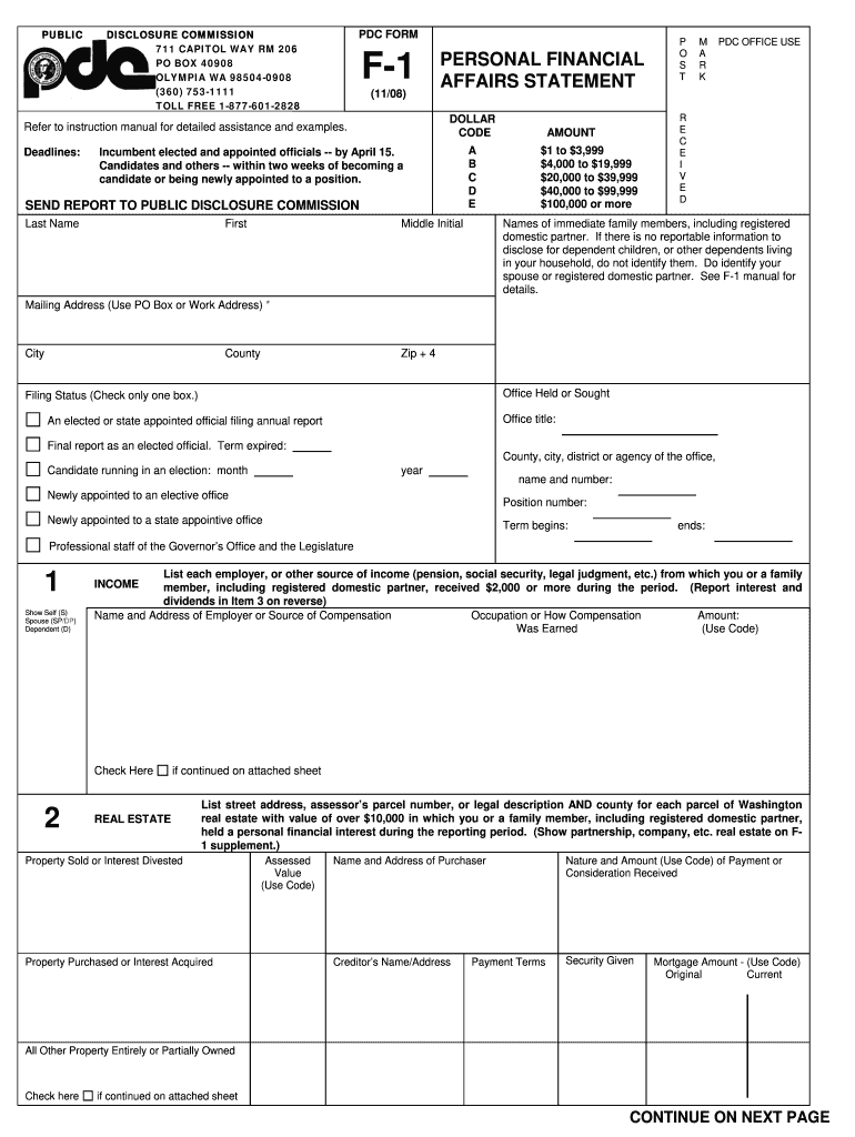 PDC Form F1 Personal Financial Affairs Statement  Wei Sos Wa