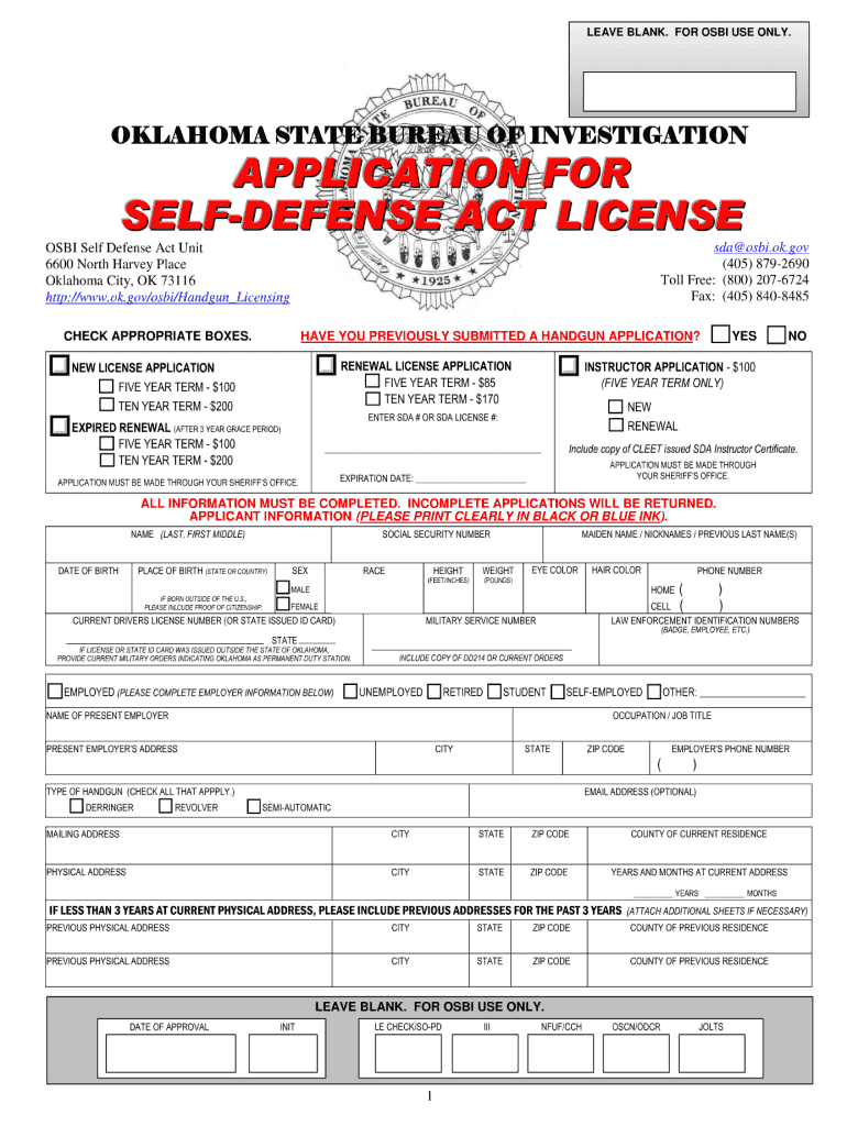 Oklahoma Sda Application  Form