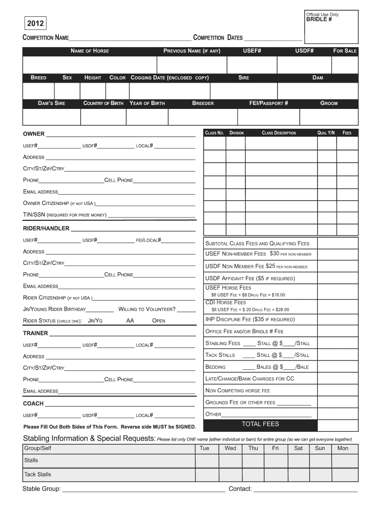 Usdf Online Entry Form