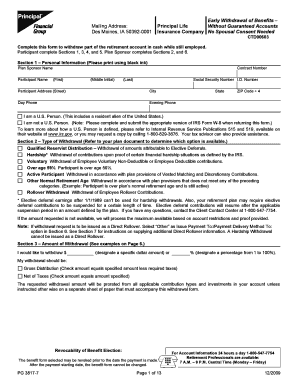 Principal 401k Cash Out Form