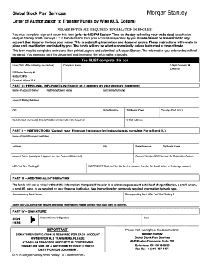 Morgan Stanley Letter of Authorization for Stock Transfer  Form
