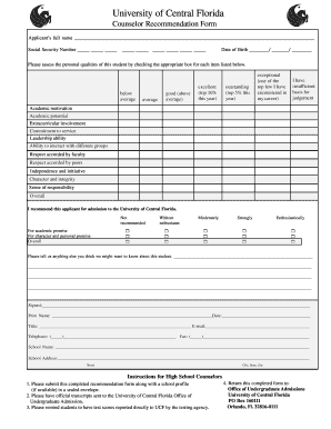 Ucf Recommendation  Form