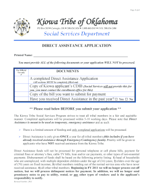 Kiowa Tribe Social Services  Form