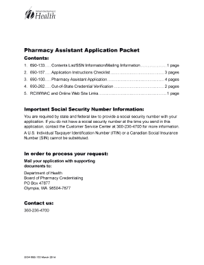 Pharmacy Assistant Application  Form