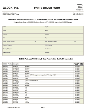 Glock Parts Order Form