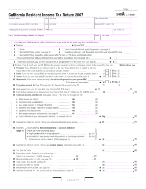 California Income Tax Return Form