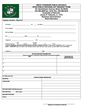 Brick Township Opra Request  Form