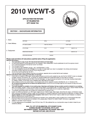  Wilmington City Wage Tax Refund Form 2020