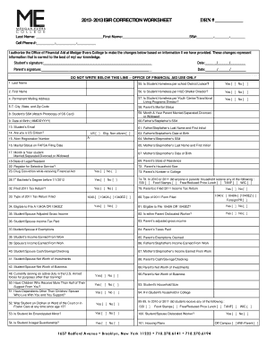  Medgar Evers Isir Correction Form 2013-2024