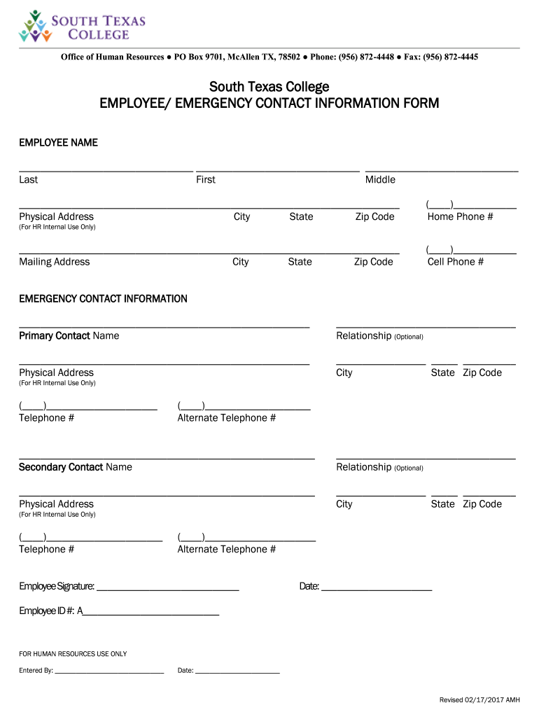 Get and Sign Emergency Contact Form 2007-2022