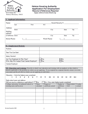 Helena Housing Application Form