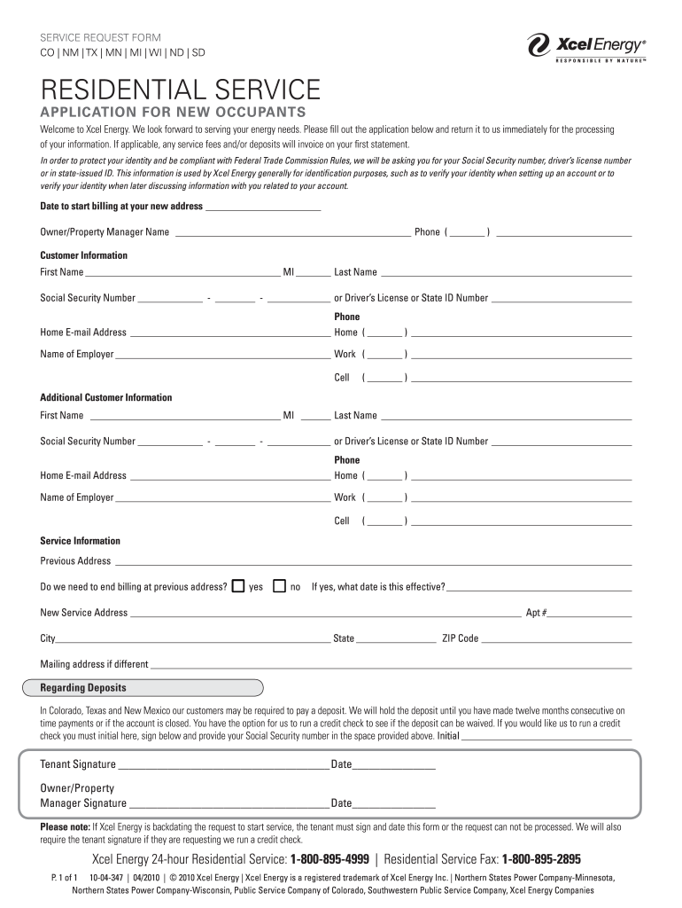 Xcel New  Form