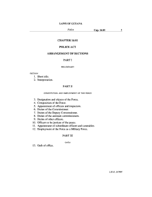 Police Act 1601  Form